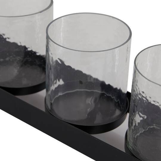 Set of 2 Black Metal Candle Holder, 12.75", 21.25"